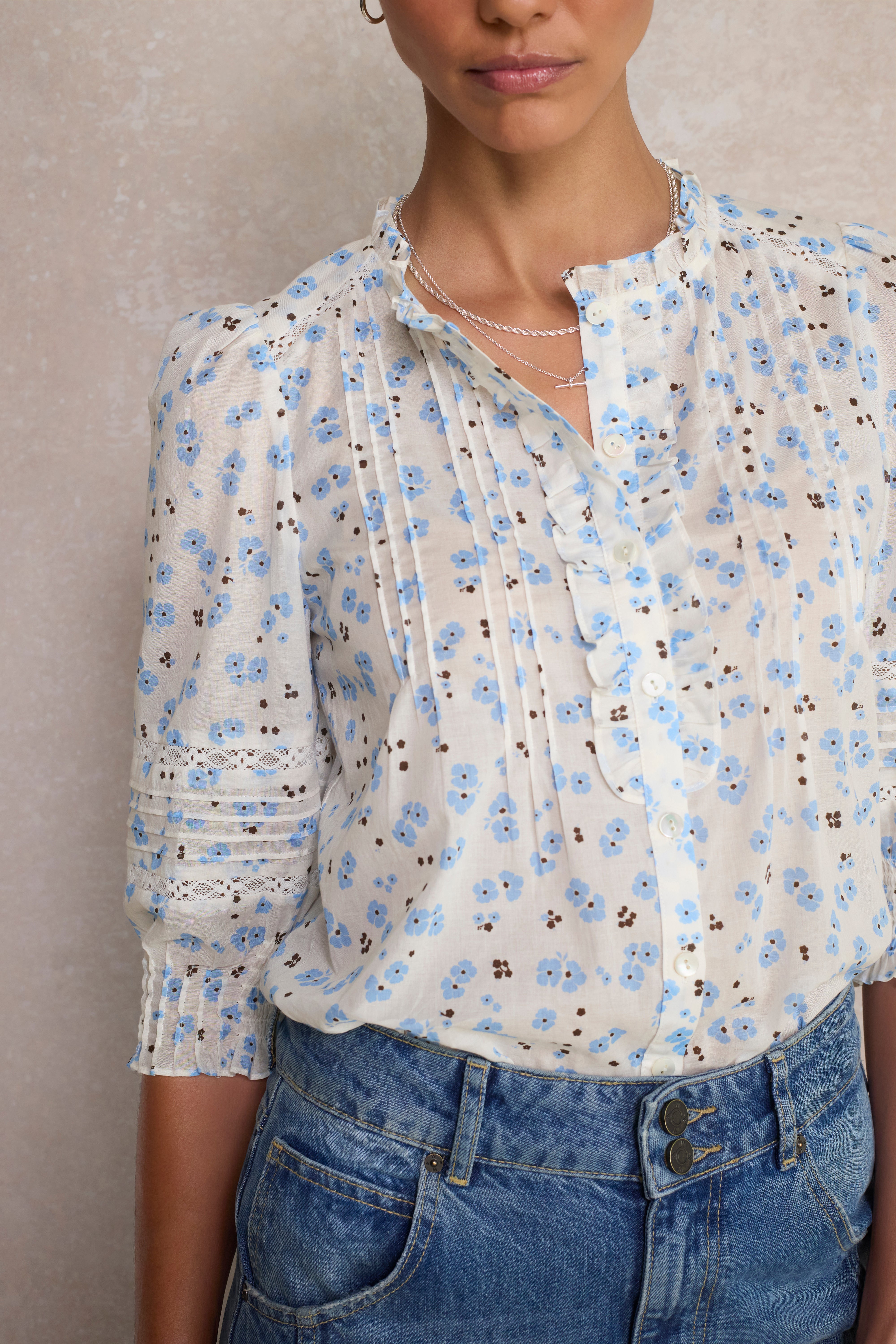 Riley Blouse - Ivory Spaced Poppy