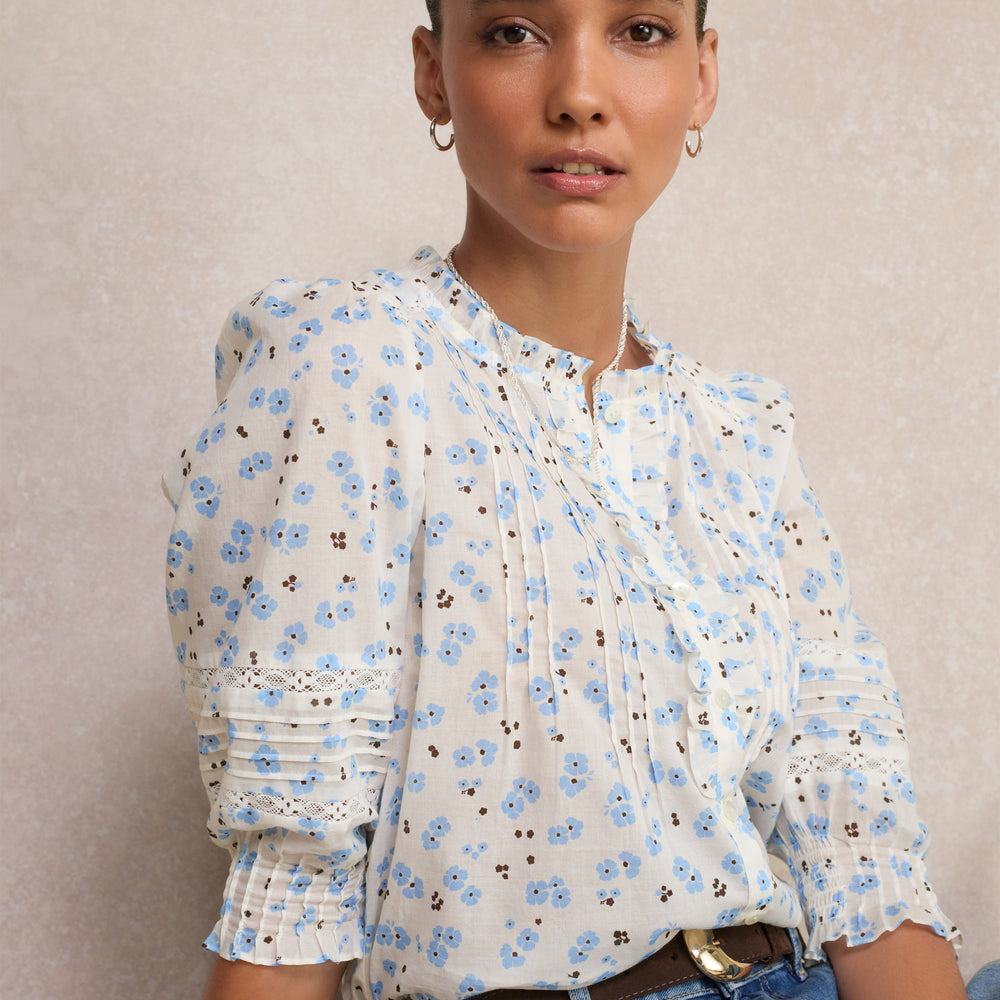 Riley Blouse - Ivory Spaced Poppy