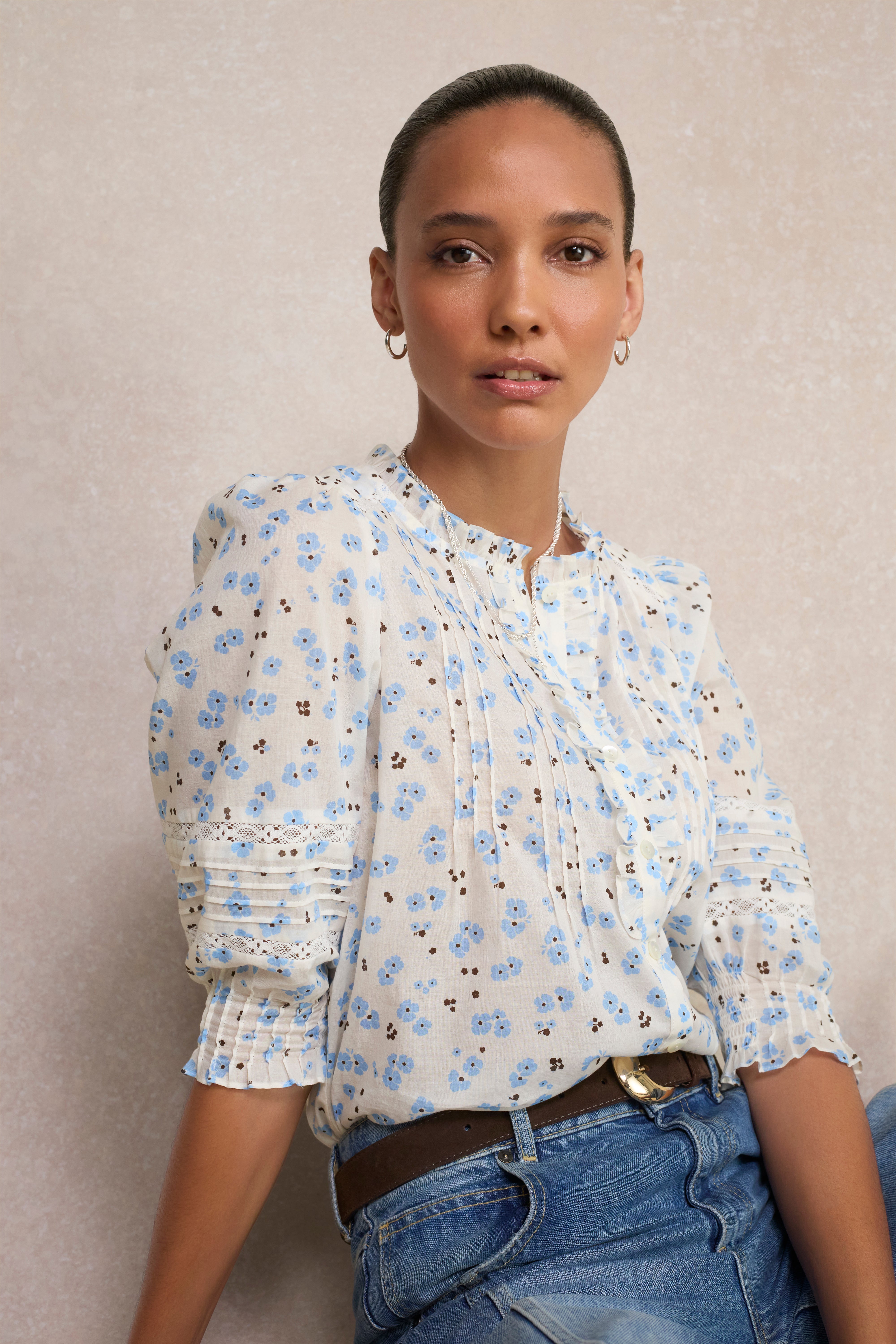 Riley Blouse - Ivory Spaced Poppy