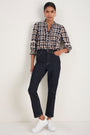 Riley Blouse - Tan/Midnight Check