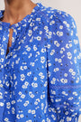 Riley Silk Blend Blouse - Cobalt Spaced Poppy