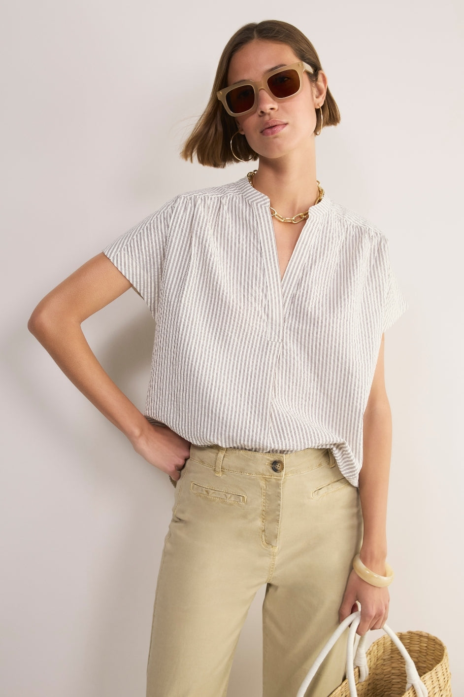 Romy Top - Cocoa/Ecru Stripe