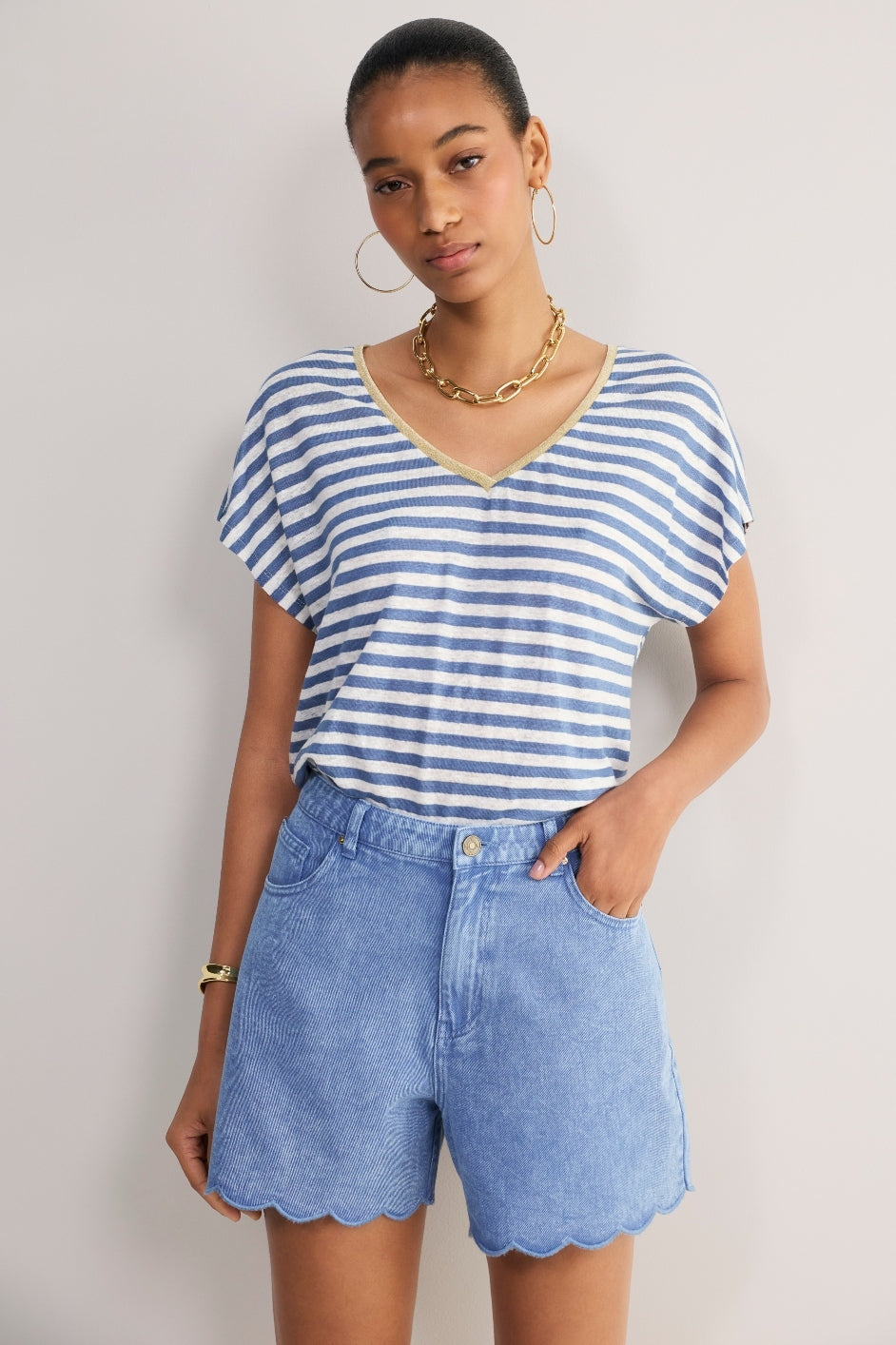 Ruby Soft Scallop Short - Washed Blue