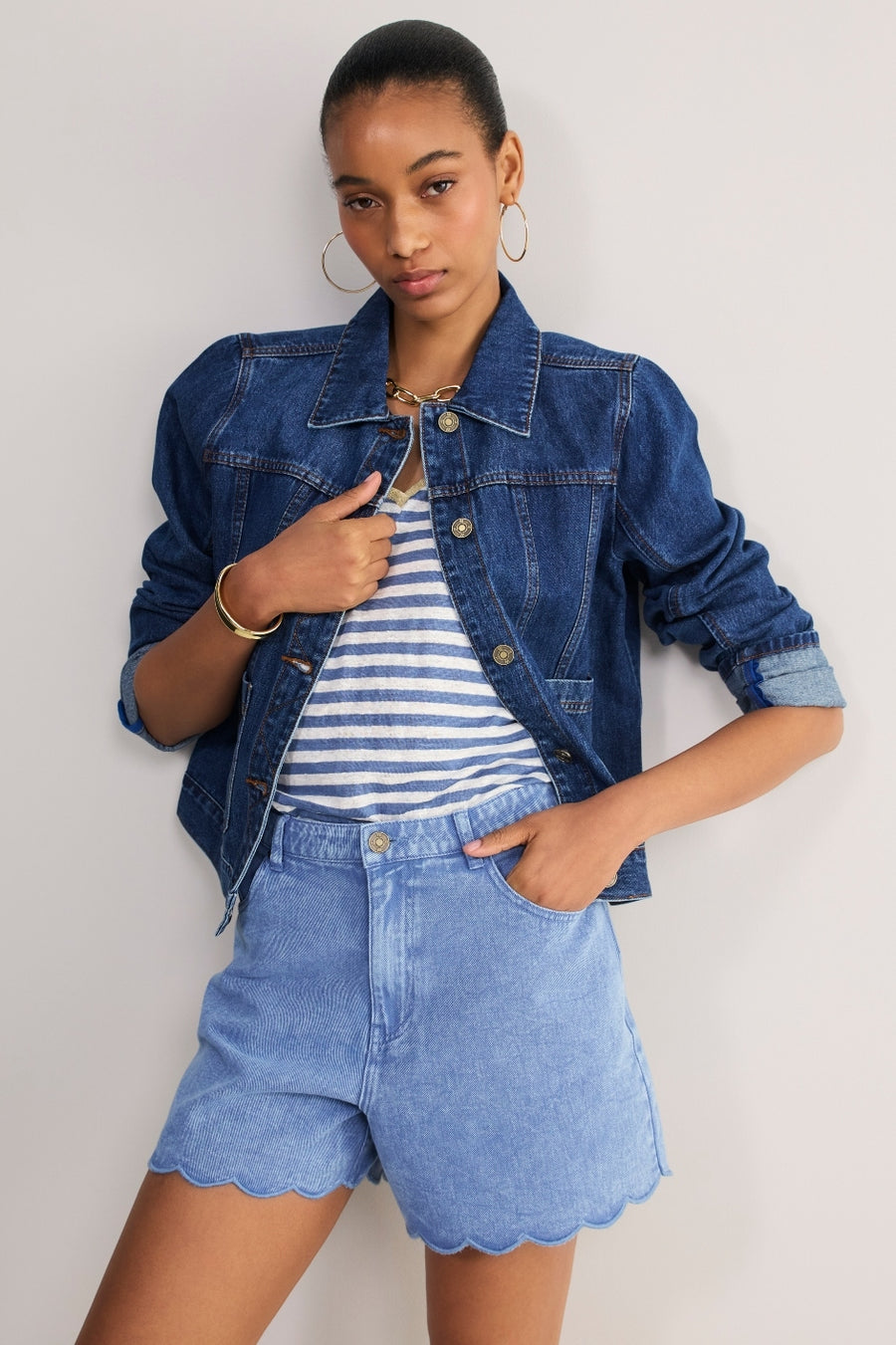 Ruby Soft Scallop Short - Washed Blue