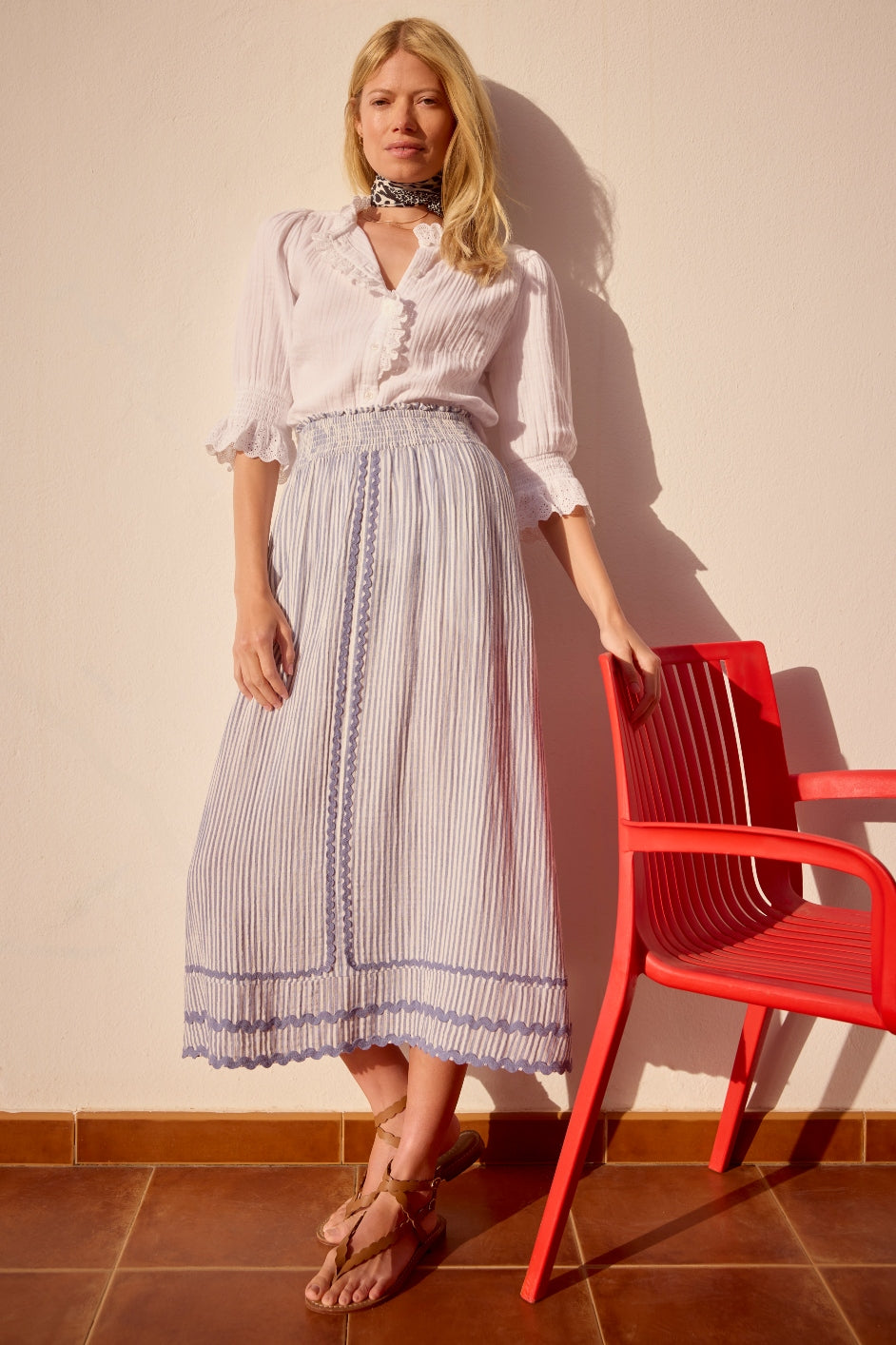 Sophia Skirt - Blue Stripe