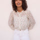 Parker Silk Blend Blouse - Ivory Ditsy Floral