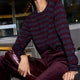 Cath x WYSE Brigitte Jumper - Deep Fig/Midnight Metallic Stripe