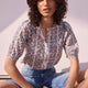 Pansy Pintuck Blouse - Ivory Ditsy Floral