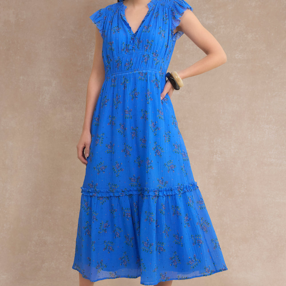 Miah Silk Blend Dress - Regatta Blue