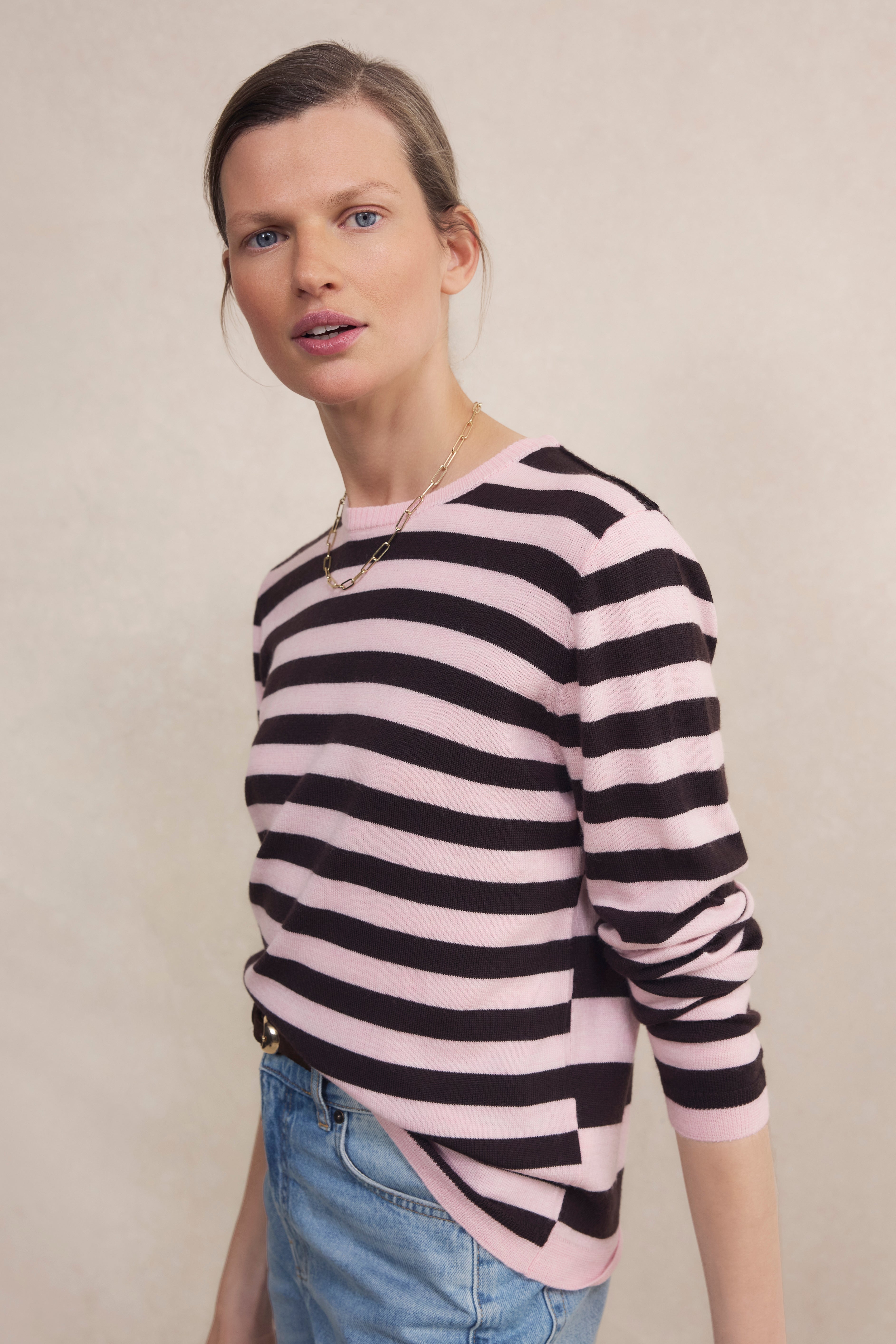 Cath x WYSE Brigitte Jumper - Brown/Pink Stripe