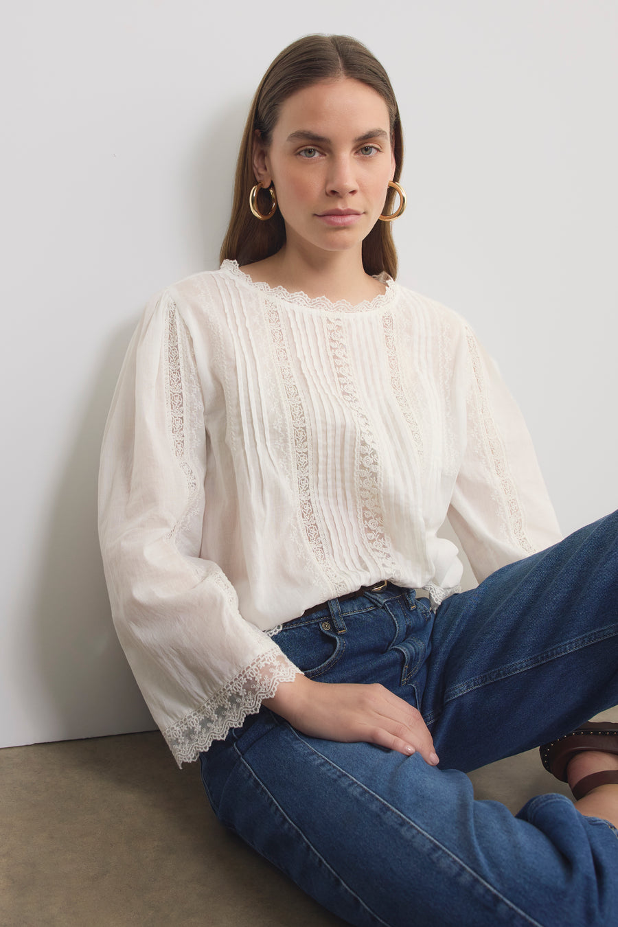Renee Blouse - White Embroidered