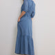 Piper Dress - Chambray Geo Stamp