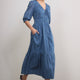Piper Dress - Chambray Geo Stamp