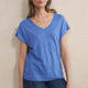 Chiara Linen V Neck Tee - Riviera Blue