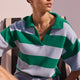 DB X Wyse Stripe Polo Jumper - Jade Green/French Blue