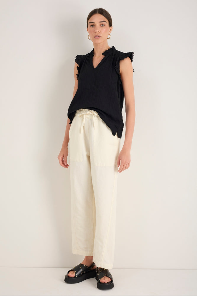 Sadie Barrel Leg Trouser - Ivory