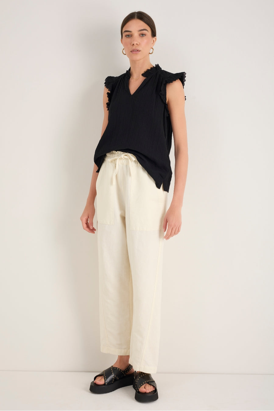 Sadie Barrel Leg Trouser - Ivory