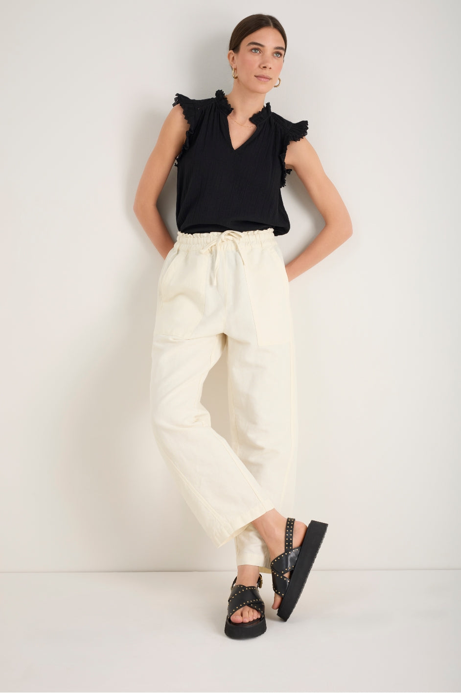 Sadie Barrel Leg Trouser - Ivory