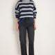 Liana Chunky Funnel Neck Jumper - Midnight/Grey Stripe