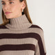 Liana Chunky Funnel Neck Jumper - Chocolate/Oat Stripe