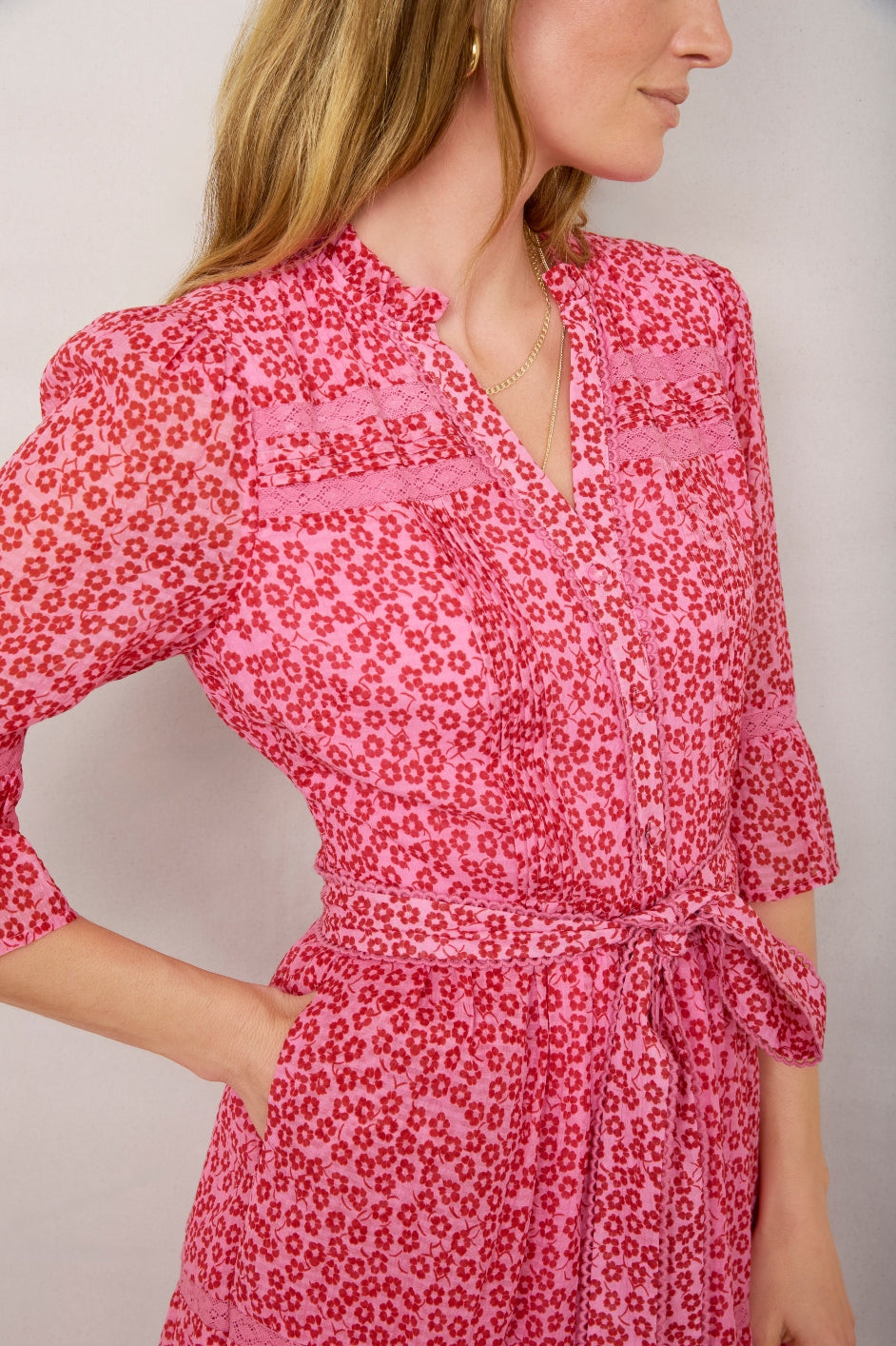 Samara Dress - Candy Pink Daisy Floral