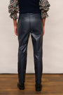 Sandrine Faux Leather Trousers - Blue/Black