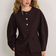 Sara Wool Blend Rounded Sleeve Jacket - Chocolate