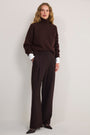 Sara Wool Blend Trouser - Chocolate