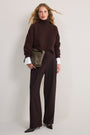 Sara Wool Blend Trouser - Chocolate