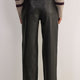 Sasha Leather Straight Leg Trouser - Black