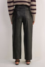 Sasha Leather Straight Leg Trouser - Black