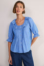 Scarlet Blouse - Chambray Embroidered