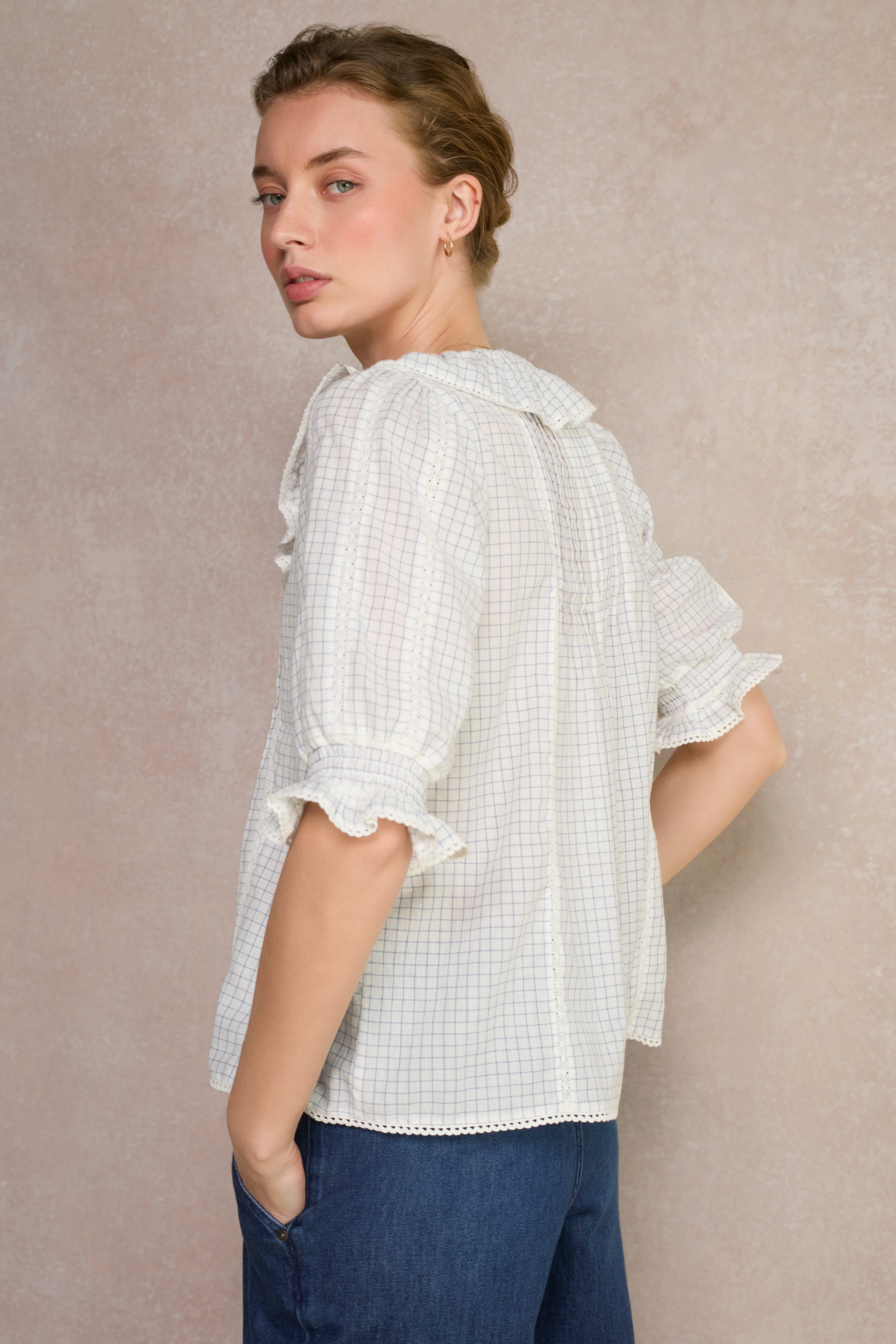 Scarlet Blouse - Ivory Check