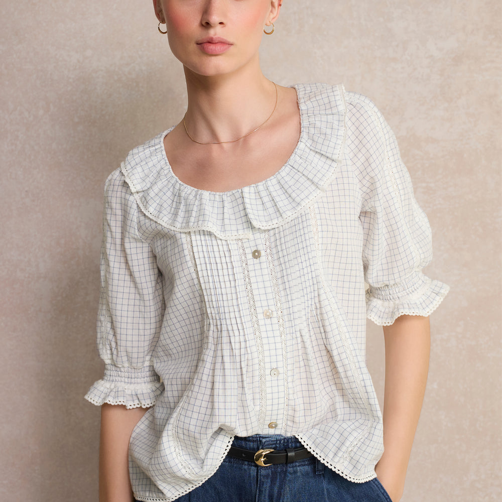 Scarlet Blouse - Ivory Check