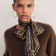 Serena Slim Silk Scarf - Leopard