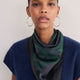 Serena Silk Scarf - Midnight/Forest Check