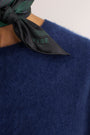 Serena Silk Scarf - Midnight/Forest Check