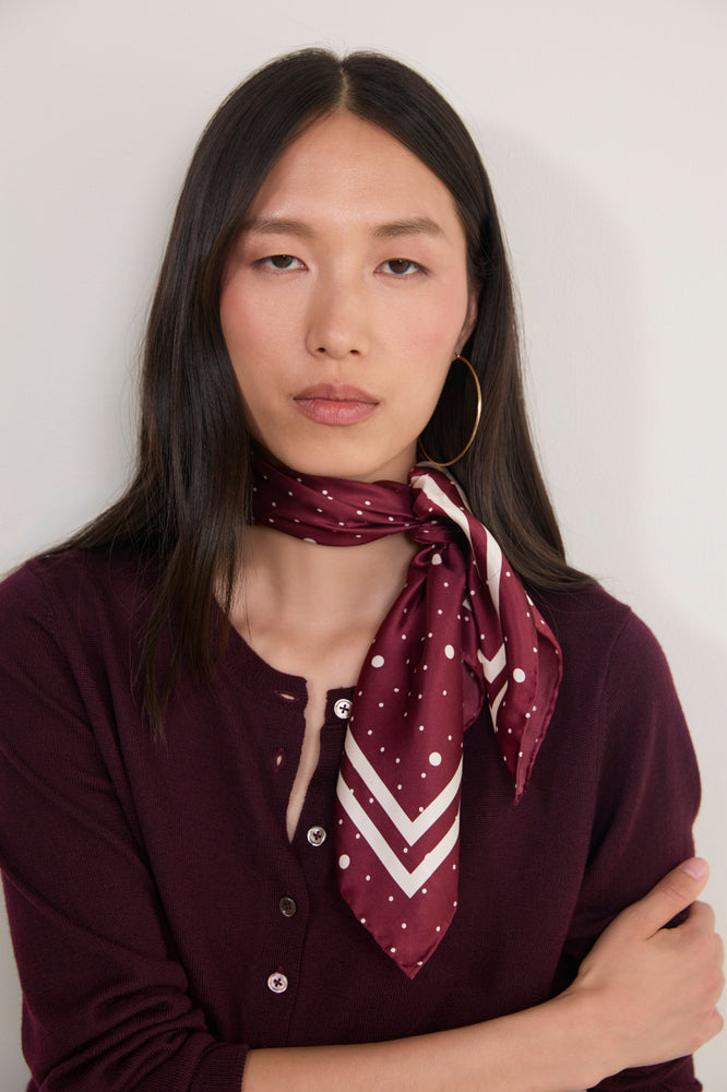Serena Silk Scarf - Plum Spot
