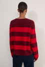 Sienna Brushed Jumper - Aubergine/Red Stripe