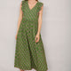 Simone Dress - Green Woodblock Print