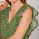 Simone Dress - Green Woodblock Print