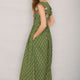 Simone Dress - Green Woodblock Print
