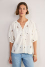 Skye Blouse - White Embroidered
