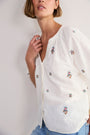 Skye Blouse - White Embroidered