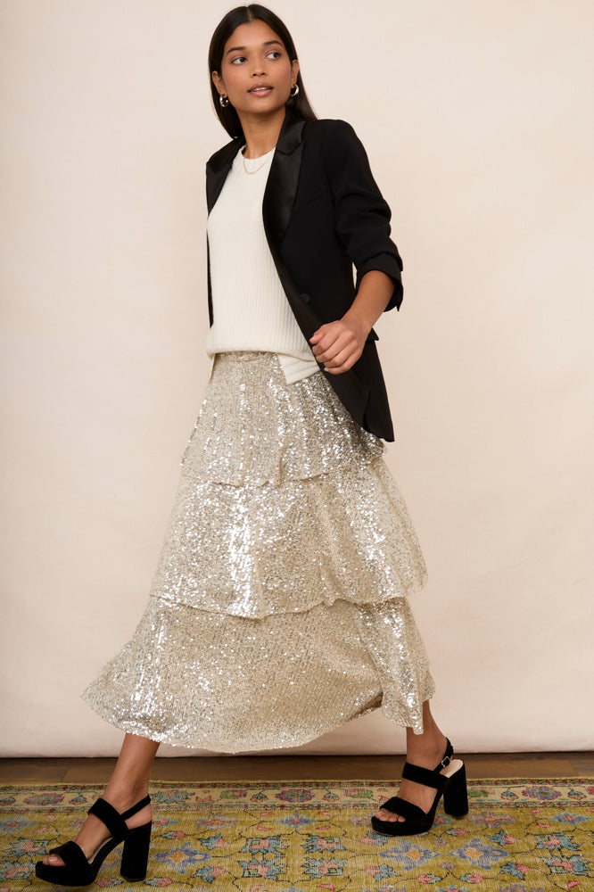 Solange Sequin Skirt - Silver