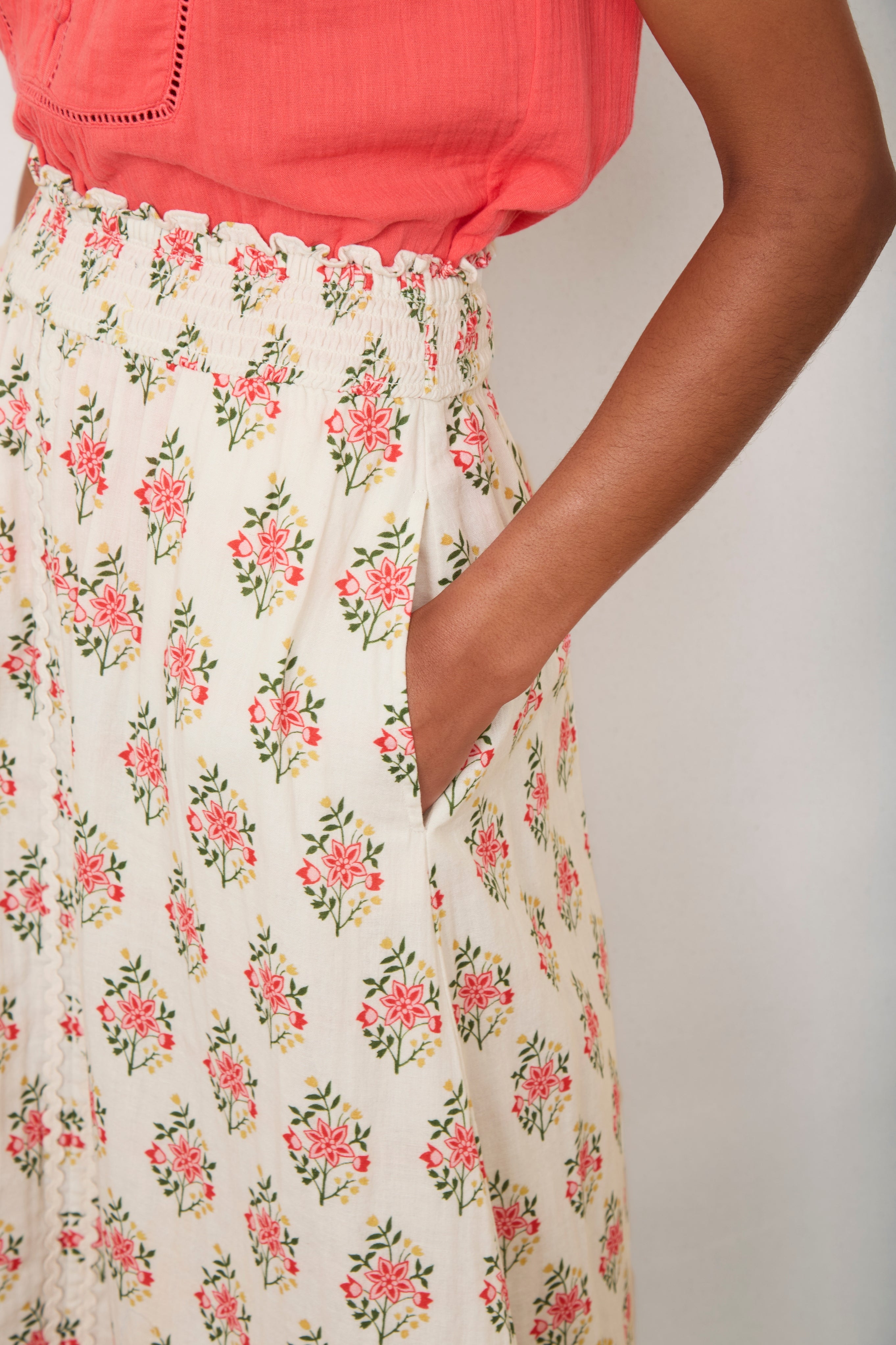 Sophia Skirt - Ivory Woodblock