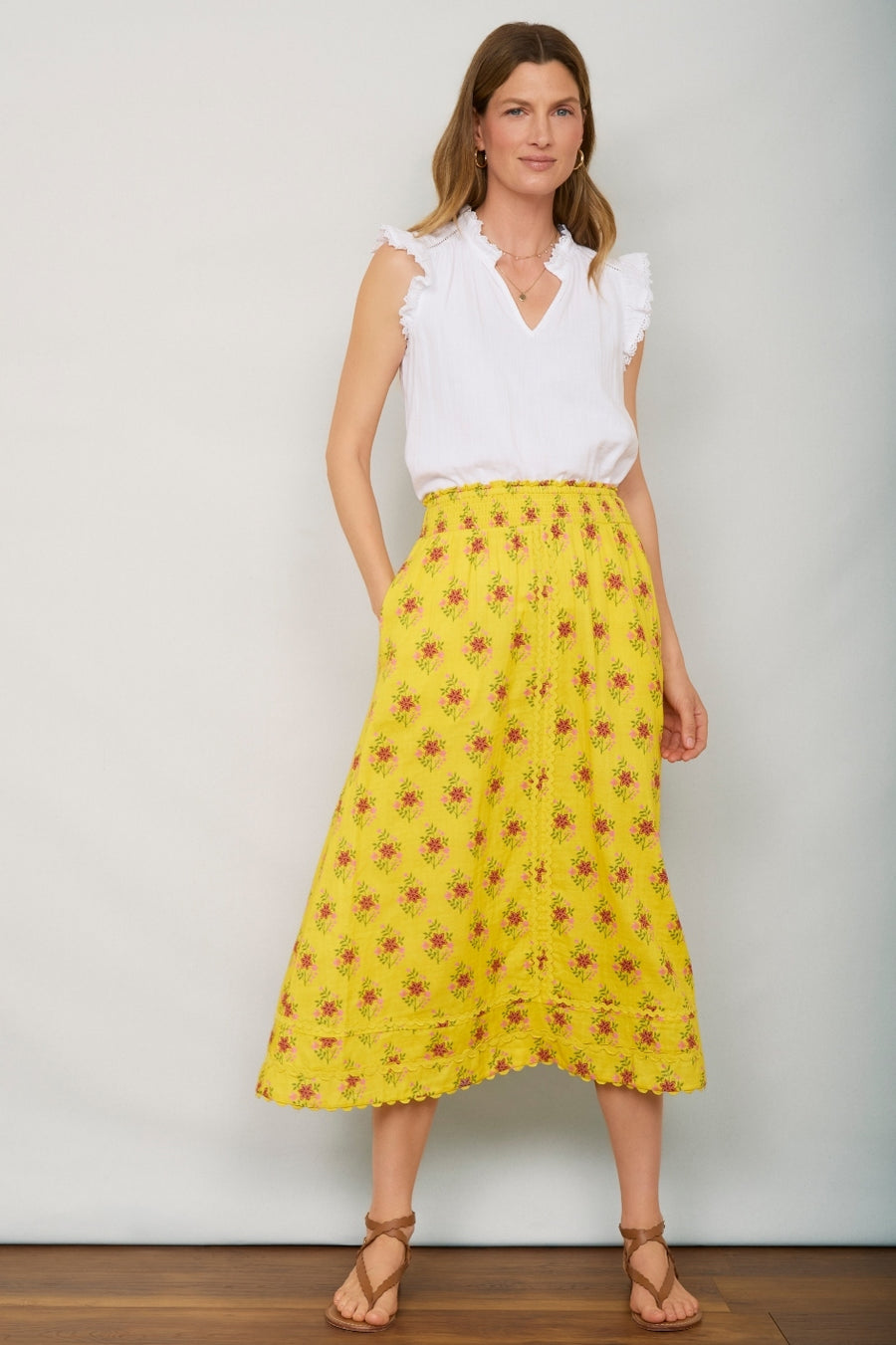 Sophia Skirt - Ochre Woodblock