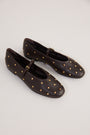 Stella Leather Studded Ballet Flat - Chocolate
