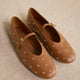 Stella Leather Studded Ballet Flat - Tan