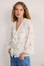 Stella Ruffle Blouse - Ivory Floral Cluster